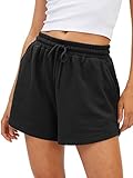 AUTOMET Womens Sweat Shorts Casual Summer Athletic Shorts Comfy Shorts Spring Outfits Fall Fashion Clothes 2024 Black L