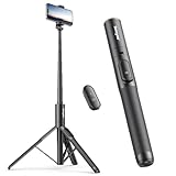 Sensyne 60' Phone Tripod & Selfie Stick, Lightweight All in One Phone Tripod Integrated with Wireless Remote Compatible with All Cell Phones for Selfie/Video Recording/Photo/Live Stream/Vlog（Black）
