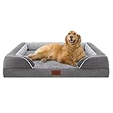 Comfort Expression Waterproof Orthopedic Foam Dog Beds for Extra Large Dogs, XL Dog Bed with Bolster, Washable Dog Bed Sofa Pet Bed with Removable Cover & Non-Slip Bottom(X-large,Grey)