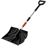 Snow Shovel for Driveway Car Home Garage - Portable Folding Snow Shovel with Retractable Ergonomical Handle and Large Capacity for Snow Removal - Heavy Duty Metal Collapsible Shovel Removal