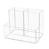 Desktop Clear Pen Holder with 3 Compartments, Acrylic Pencil Holders, Desk Organizers and Accessories