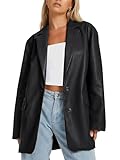 AUTOMET Going Out Outfits Leather Jackets for Women Faux Bomber Jacket Blazers Oversized Trendy Motorcycle Winter Clothes Plus Size Coats 2024 Y2k Fall Fahion Going Out Outfits Black L