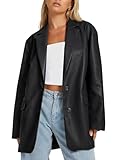 AUTOMET Going Out Outfits Leather Jackets for Women Faux Bomber Jacket Blazers Oversized Trendy Motorcycle Winter Clothes Plus Size Coats 2024 Y2k Fall Fahion Going Out Outfits Black L