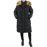 CANADA WEATHER GEAR Womens Long Cold Weather Parka Coat Black L