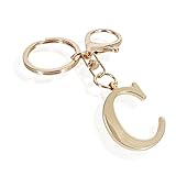 LAXPICOL Gold Keychain Letter C Keychains for Women Men Bag Charms Purse Charms For Handbags Metal Alphabet Initial Letter Key Ring Keychain