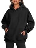 Trendy Queen Womens Oversized Hoodies Fleece Sweatshirts Long Sleeve Sweaters Pullover Fall Outfits Black M