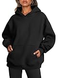 Trendy Queen Womens Oversized Hoodies Fleece Sweatshirts Long Sleeve Sweaters Pullover Fall Outfits Black M