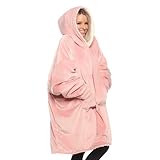 THE COMFY Original | Oversized Microfiber & Sherpa Wearable Blanket, Seen On Shark Tank, One Size Fits All (Blush)