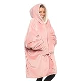 THE COMFY Original | Oversized Microfiber & Sherpa Wearable Blanket, Seen On Shark Tank, One Size Fits All (Blush)