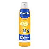 Mustela Baby Mineral Sunscreen Spray SPF 50 Broad Spectrum - Body Sun Spray for Sensitive Skin - Water Resistant & Fragrance Free - 6 fl.oz.