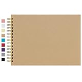 potricher 12.2 x 8.5 Inch Hardcover Kraft Blank Page DIY Scrapbook Photo Album, 80 Pages (40 Sheets) Wedding Anniversary Family Small Scrapbook Photo Album (Brown)