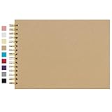 potricher 12.2 x 8.5 Inch Hardcover Kraft Blank Page DIY Scrapbook Photo Album, 80 Pages (40 Sheets) Wedding Anniversary Family Small Scrapbook Photo Album (Brown)