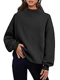 Trendy Queen Oversized Sweatshirts Women Black Turtleneck Pullover Fleece Hoodies CrewNeck 2024 Fall Outfits Sweater Y2K Clothes Black S