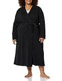 Amazon Essentials Women's Lightweight Waffle Full-Length Robe (Available in Plus Size), Black, Large