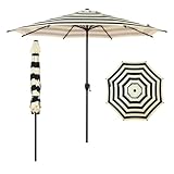 Abba Patio 9FT Lyon Outdoor Patio Umbrella Outdoor Table Umbrella with Push Button Tilt and Crank Market Umbrella 8 Sturdy Ribs UV Protection Waterproof for Garden Deck Backyard Pool, Stripe