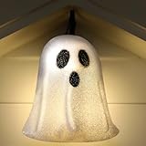 Aurelema Halloween Pumpkin Ghost Porch Light Cover Halloween Outdoor Light Decoration EVA Flexible Pumpkin Light Cover for Ghost Porch Light Garage Lights Fixtures Front Door(2 Pcs,Ghost)