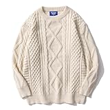 Aelfric Eden Oversized Knit Sweater Solid Vintage Pullover Sweater Unisex Woven Crewneck Knitted Tops Khaki