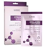 AZURE Collagen & Hyaluronic Acid Anti Aging Under Eye Pads - Lifting & Moisturizing Eye Mask Patches - Reduces Fine Lines, Wrinkles, Dark Circles & Puffiness - Skin Care Made in Korea - 5 Pairs