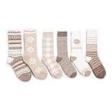 MUK LUKS Women's Sock 6 pair pack Microfiber Crew Returns, Ivory, One Size (6-10)