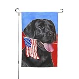 Labrador Lab Dog Black American Flag Garden Flag Welcome Party Outdoor Outside Decorations Picks Home House Garden Yard Decor 12x18 Inch