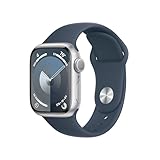 Apple Watch Series 9 [GPS 41mm] Smartwatch with Storm Blue Aluminum Case with Silver Sport Band M/L. Fitness Tracker, Blood Oxygen & ECG Apps, Always-On Retina Display