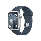 Apple Watch Series 9 [GPS 41mm] Smartwatch with Storm Blue Aluminum Case with Silver Sport Band M/L. Fitness Tracker, Blood Oxygen & ECG Apps, Always-On Retina Display