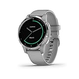 Garmin vivoactive 4S, Smaller-Sized GPS Smartwatch, Features Music, Body Energy Monitoring, Animated Workouts, Pulse Ox Sensors and More, Silver with Gray Band