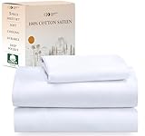 California Design Den Soft 100% Cotton Sheets Twin-XL Bed Sheet Set with Deep Pockets, Extra Long Twin Cooling Sheets with Sateen Weave (White)