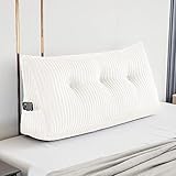 Activance Large Triangular Headboard Wedge Bed Rest Reading Pillow Backrest Positioning Support Bolster Cushion with Removable Cover (White, Twin: 39x8x20 Inches)