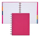 Talia Discbound Notebooks, Planner, Customizable, (y90's Pink w/Silver Discs, Midsize (7.5in x 9.75in))