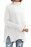 LILLUSORY White Sweaters Women's Turtleneck Oversized Tunic Fall Fashion Sweater Dress 2024 Long Lightweight Pullover White