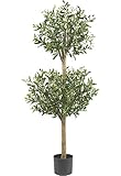 Nearly Natural 5309 Olive Double Topiary Silk Tree, 4.5-Feet, Green