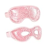 2PCS Gel Eye Mask Reusable Hot Cold Therapy Gel Bead Eye Mask for Puffiness /Dark Circles/Eye Bags /Dry Eyes/Headaches/Migraines/Stress Relief, Cooling Eye Mask Hot/Cold Compress Eye Mask (Pink)