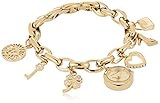 Anne Klein Women's Premium Crystal Accented Gold-Tone Charm Bracelet Watch, 10/7604CHRM