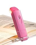 DEWENWILS USB Rechargeable Book Reading Light, Warm White, Brightness Adjustable, LED Clip on Book Lights for Reading in Bed, Car Reading Light for Kids, Bookworms (Pink)