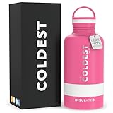 Coldest Insulated Water Bottle with Handle Lid | Leak Proof, Insulated Modern Stainless Steel, Triple Walled, Sport Thermos Bottles, Metal Flask | 64oz