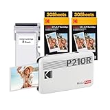 KODAK Mini 2 Retro 4PASS Portable Photo Printer (2.1x3.4 inches) Initial 8 Sheets + 60 Sheets Bundle, White