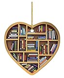 Book Lover's Heart Ornament, Acrylic Tree Ornament Gift for Her Librarian, Vintage Book Halloween, Thanksgiving, Gift