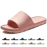 Frykun Shower Flip-flops for Womens Home Bathroom Sandals Non-slip Plastic Shower Slides Perfect for Elderly Hospital Spa Beach Pool Camping Travel Bath Indoor House Use(Pink 40-41)