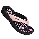 Aerosoft Glitter Orthotic Support Comfortable Flip Flops Sandals for Women (US 10, Glitter Pink)