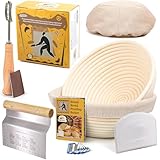 Sourdough Bread Baking Supplies Starter Kit, Banneton Bread Proofing Basket Round 9' Set of 2, Bread Making Tools, Perfect Bread Basket Gift Set by CRISS ELITE