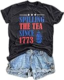 4th of July Shirts Women Spilling The Tea Since 1773 Shirt Patriotic Letter Print T-Shirt American Proud Tee Top