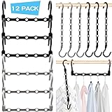 College Dorm Room Essentials Closet Organizer,12 Pack Stronger Closet Organizers and Storage Clothes Hanger with 5 Holes Closet Storage for Heavy Clothes,Magic Closet Organization Space Saving Hangers