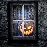 FUN LITTLE TOYS Halloween Pumpkin Curtain, Design Scary Pumpkin Window Poster