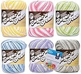 Lily Sugar'n Cream 100% Cotton Yarn 6-Pack Bundle with Bella's Crafts Stitch Markers (Pastel Ombres)