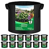 JNYONG 12-Pack 7 Gallon Thickened Non-Woven Grow Bags, Aeration Fabric Pots with Handles