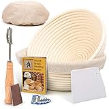 Sourdough Bread Baking Supplies Starter Kit, Banneton Bread Proofing Basket Round 9' Set of 2, Bread Making Tools, Perfect Bread Basket Gift Set by CRISS ELITE