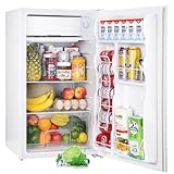 Upstreman 3.2 Cu.Ft Mini Fridge with Freezer, Single Door Mini Fridge, Dorm Fridge, Adjustable Thermostat, Mini Refrigerator for Dorm, Office, Bedroom, White-BR321