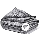 Gravity Weighted Blankets for Adults, 35lbs Grey (90' x 90', Queen/King) - Heavy Comfort Cotton Blanket with Glass Beads - Utra-Soft Premium Breathable Microfiber Duvet Cover - Machine Washable