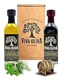 Viva Oliva Two 60ml (2oz) Variety Gift Set - Tuscan Herb Infused Olive Oil & 18 Year Traditional Barrel Aged Balsamic Vinegar - Premium Quality - 100% Natural